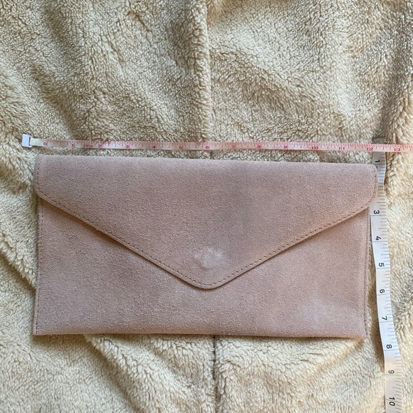 Nude/Light Pink Large Suede Clutch - Picture 6 of 7